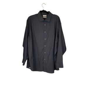 Calvin Klein Mens Button Up Shirt Size 17.5 32/33 Blue Non Iron Career Preppy